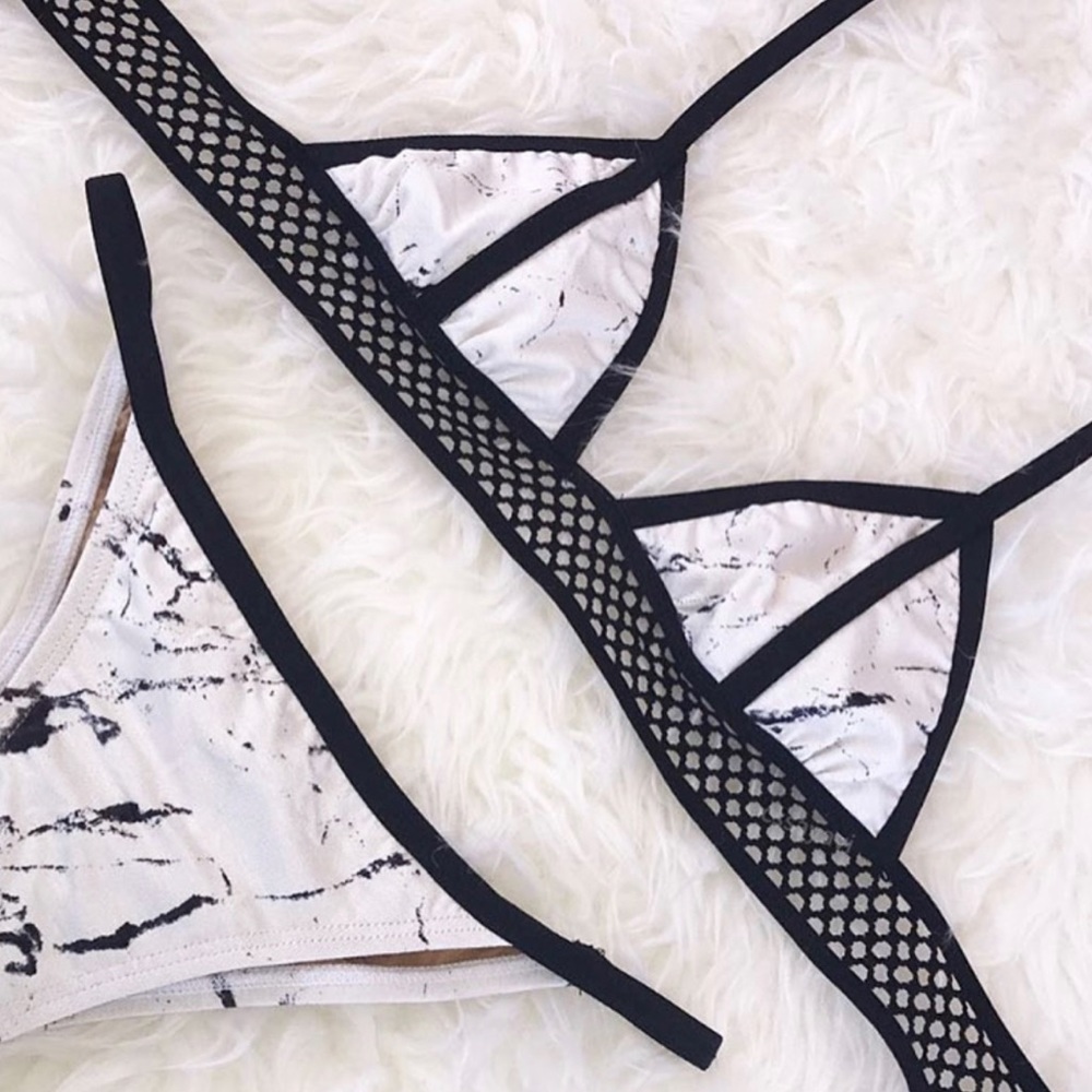 White and Black Marble Bikini